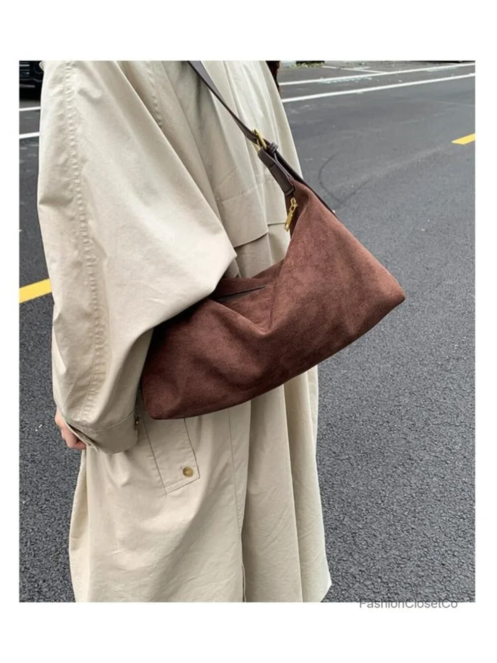 Suede Crossbody Shoulder Bag Slouchy Faux Tote Hobo Purse for Women